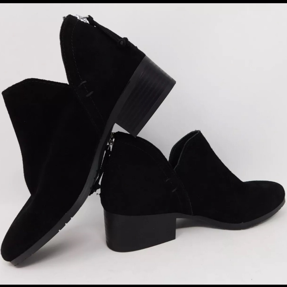 Kenneth Cole Reaction Women's Boots Ankle Black/Gray Suede Booties Skip Leather